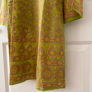 NEW Vibrant Green Kurti with Yellow & Pink Embroiderary